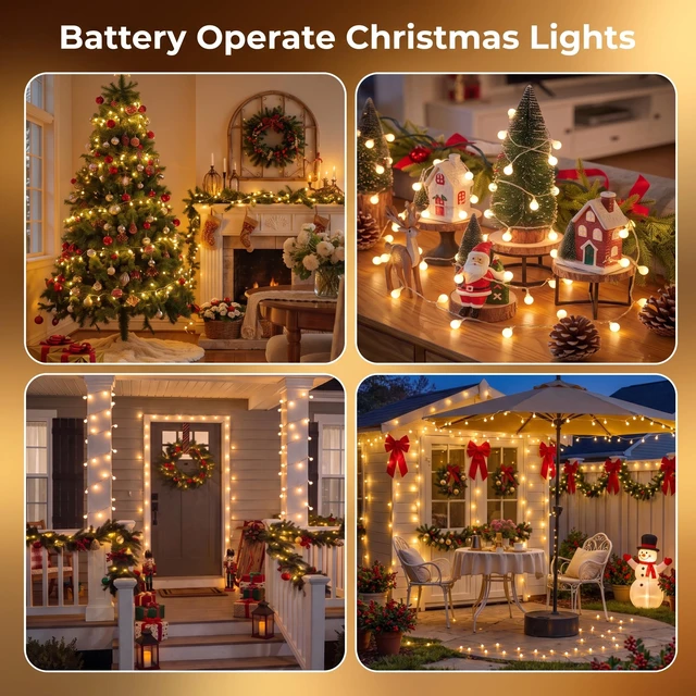 Alt view image 6 of 7 - Battery Operated String Lights, 21FT 60 LED Globe Classroom Lights | 8 Modes & Waterproof Twinkle Lights, Fairy Lights for Indoor Outdoor Bedroom Classroom Camping Christmas Decor, Warm White