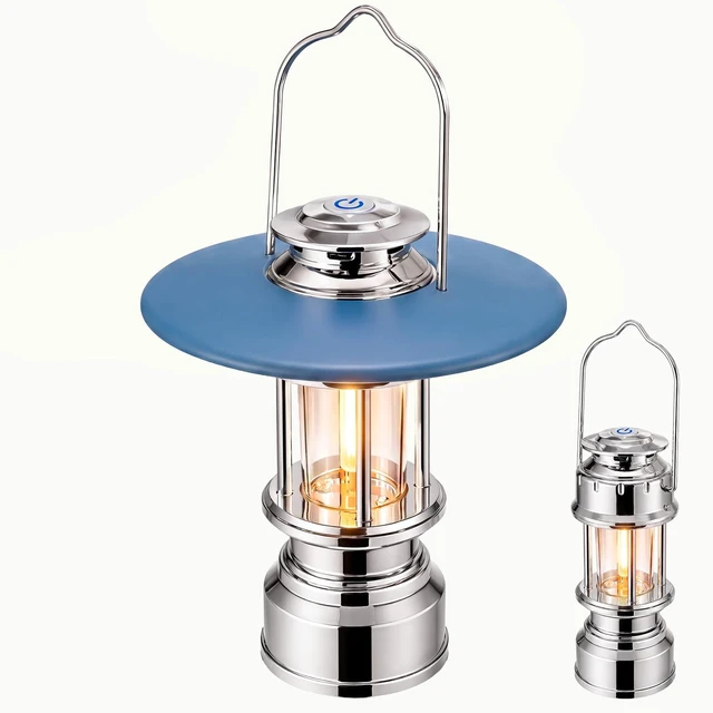Main image of Retro Camping Lantern, Rechargeable Portable Ambient Light | Rechargeable lantern with 3 colors, stepless dimming, detachable lampshade, USB-C charging, lightweight 199g design.