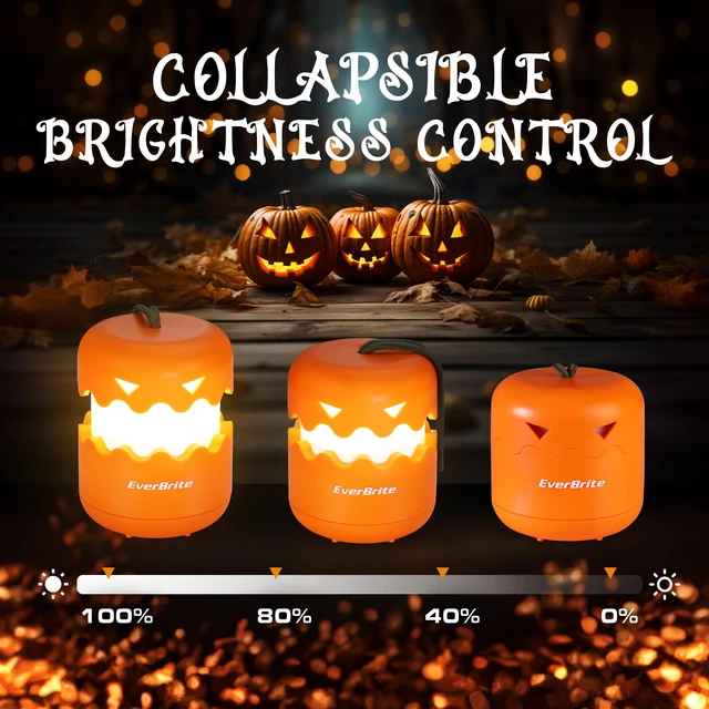 Alt view image 5 of 7 - Halloween Pumpkin Lantern and Headlamp Set (2 Pack of Each) | Collapsible Jack O Lantern with Lanyard, Halloween Lights, Gifts for Halloween Party Decorations Outdoor, Battery Included