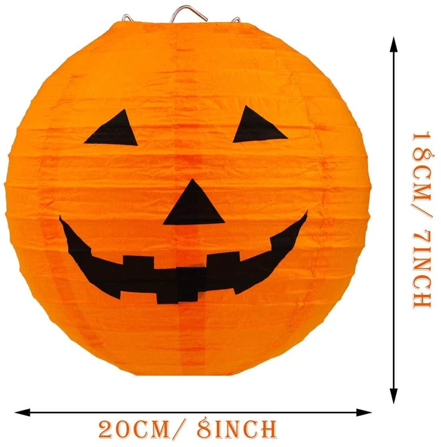 Alt view image 2 of 7 - 12pc Halloween Jack O Lantern 8inch Halloween Decorations Plastic Pumpkins Pumpkin Hanging Paper Lantern Halloween Indoor Outdoor Party Decoration Supplies
