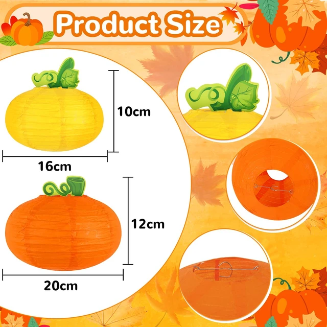 Alt view image 5 of 7 - 12PCS Fall Thanksgiving Pumpkin Paper Lanterns 3D Party Decoration | Orange Round Paper Lanterns, Thanksgiving Harvest Party, Hanging Honeycomb Centerpieces, 12 Pack 3D Pumpkins Supplies