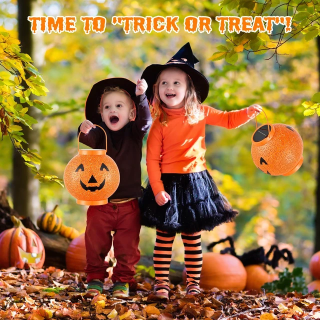 Alt view image 6 of 7 - Halloween Solar Pumpkin Lantern Lights, LED Hanging Jack O Lantern Outdoor | Halloween Decorations Outdoor, Durable & Waterproof, Hanging Hook, Solar Powered, For Garden Yard Patio Lawn, 6.6Inch Dia.