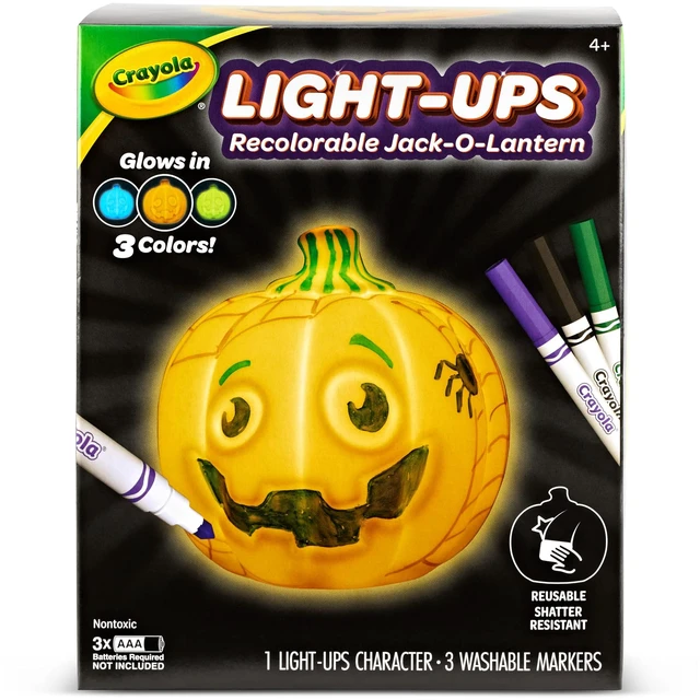 Main image of Light-Ups - Jack-O-Lantern, Reusable Light Up Pumpkin Toy, Halloween Craft, Cute Glow in The Dark Decor & Night Light, Halloween Toy, Ages 4, 5, 6