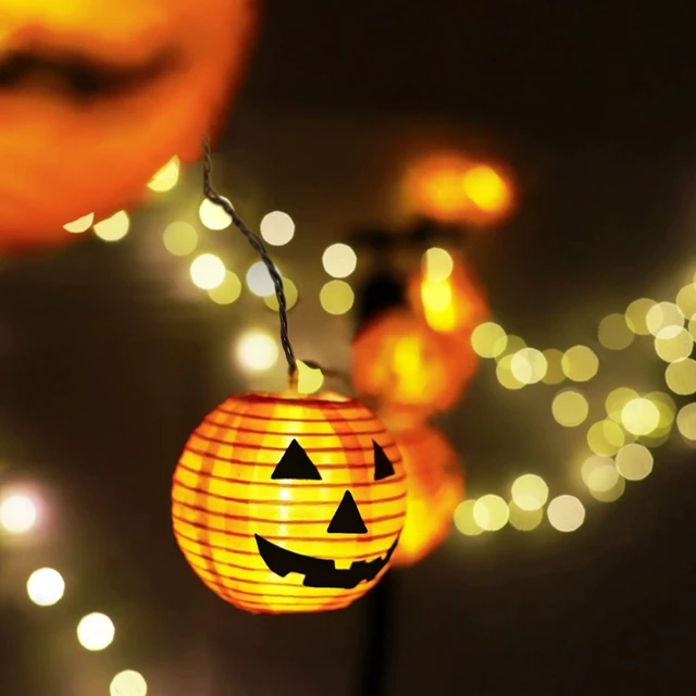 Alt view image 3 of 7 - Halloween Decorations Light Halloween Pumpkin Lantern String Lights, 10 Pack Jack O Lanterns Pumpkins Lights Plug in, 8.5FT Mini Pumpkin Light Connectable Indoor/Outdoor Halloweens Decorations