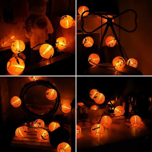 Alt view image 5 of 7 - Halloween Decorations Light Halloween Pumpkin Lantern String Lights, 10 Pack Jack O Lanterns Pumpkins Lights Plug in, 8.5FT Mini Pumpkin Light Connectable Indoor/Outdoor Halloweens Decorations