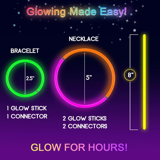 Alt view image 4 of 7 - Glow Sticks Bulk Party Pack- Ultra Bright 50pk Glow in the Dark Party Supplies, Neon Party Favors, Glow Sticks Party Supplies Glow Necklaces and Glow Bracelets with Connectors