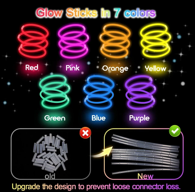 Alt view image 6 of 7 - Glow Sticks Bulk Party Pack- Ultra Bright 50pk Glow in the Dark Party Supplies, Neon Party Favors, Glow Sticks Party Supplies Glow Necklaces and Glow Bracelets with Connectors