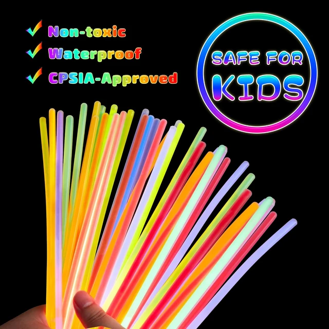 Alt view image 3 of 7 - 100 Pack Glow Sticks Party Favors Bulk, 8" Glow in the Dark Party Supplies, Party Favors for Kids 8-12, Neon Glow Stick Bracelets & Necklaces for Raves, Halloween, Christmas, Birthdays