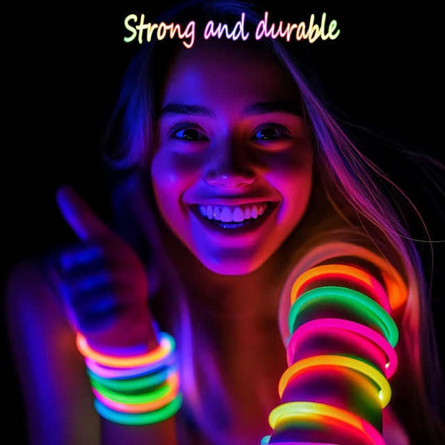 Alt view image 5 of 7 - 300 Ultra Glow sticks bulk party pack8" Neon Glowsticks Easter Party FavorsGlow sticks for kidsHalloween Glow in the Dark Party Supplies PackWith Bracelets and Necklaces