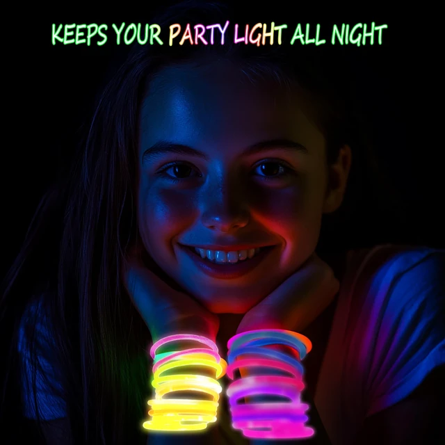 Alt view image 3 of 7 - 300 Ultra Glow sticks bulk party pack8" Neon Glowsticks Easter Party FavorsGlow sticks for kidsHalloween Glow in the Dark Party Supplies PackWith Bracelets and Necklaces
