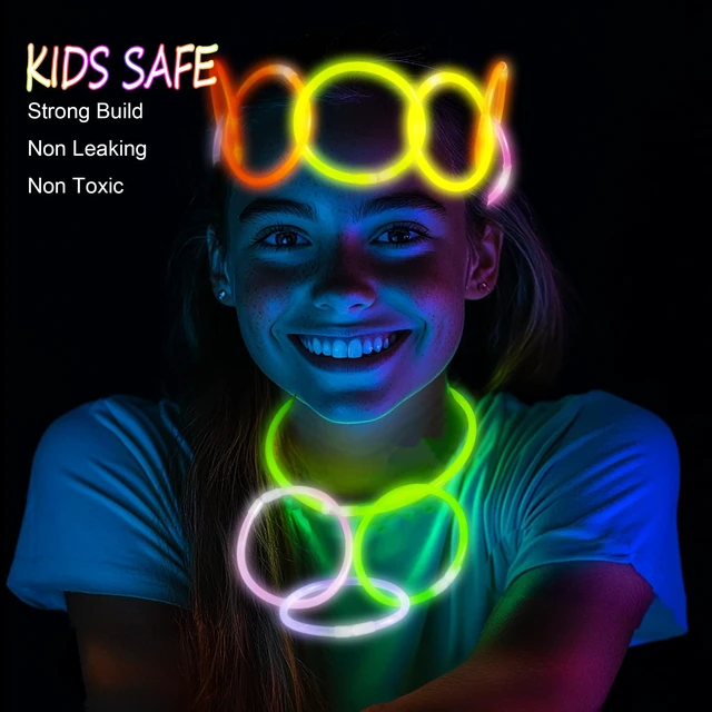Alt view image 4 of 7 - 300 Ultra Glow sticks bulk party pack8" Neon Glowsticks Easter Party FavorsGlow sticks for kidsHalloween Glow in the Dark Party Supplies PackWith Bracelets and Necklaces