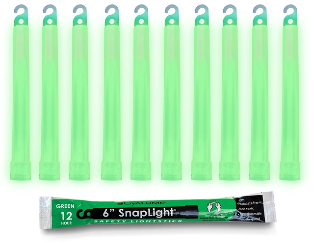 Main image of Glow Sticks Military Grade Lightstick - Premium Green 6 SnapLight Emergency Chemical Light Stick with 12 Hour Duration , 10 Pack
