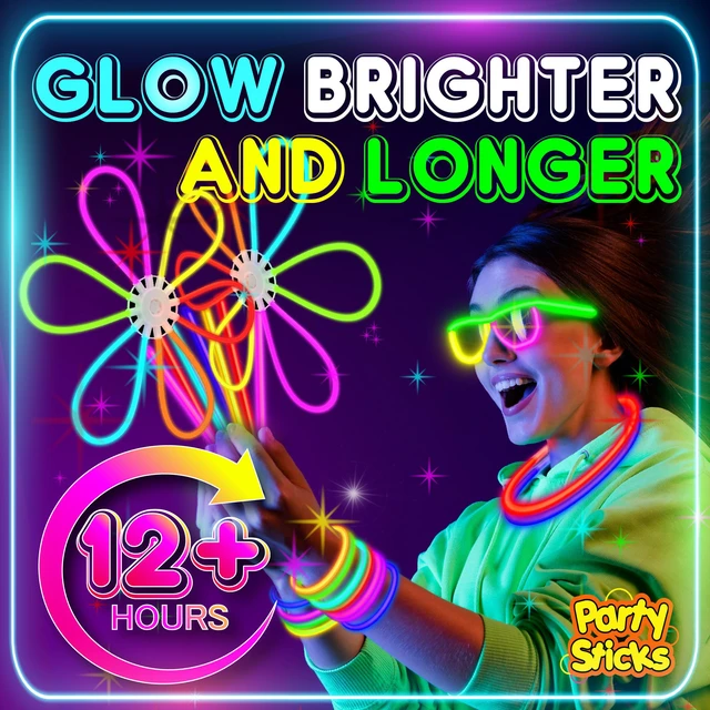 Alt view image 3 of 6 - Bulk Party Supplies 205 Piece Glow in The Dark 100 Glow Sticks with Eye Glasses, Bracelets, and Connectors