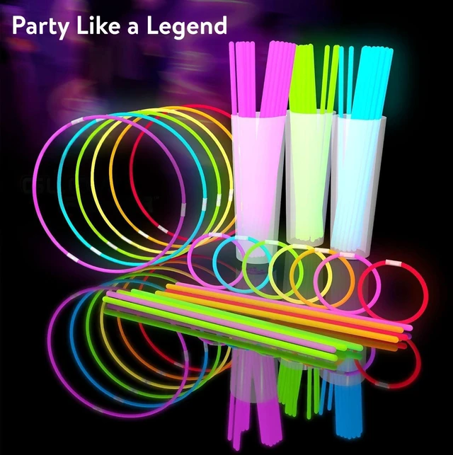 Alt view image 2 of 7 - 209pcs Glow Sticks Bulk Party Pack includes 100 8" Glow Sticks and 109 Accessories, with bonus connectors for glow sphere and eye glasses, for Party Festivals Rave Halloween