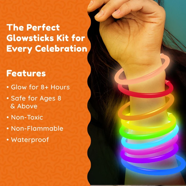Alt view image 3 of 7 - 209pcs Glow Sticks Bulk Party Pack includes 100 8" Glow Sticks and 109 Accessories, with bonus connectors for glow sphere and eye glasses, for Party Festivals Rave Halloween