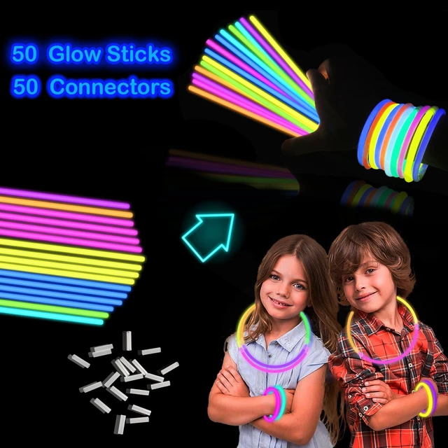 Alt view image 2 of 7 - Glow Sticks Party Pack 8"-50, Light up Bracelets & Necklaces Accessories | Neon Glow in the Dark Party Favor Supplies Decoration for Kids Halloween Birthday Camping Wedding Dance Parade Throws