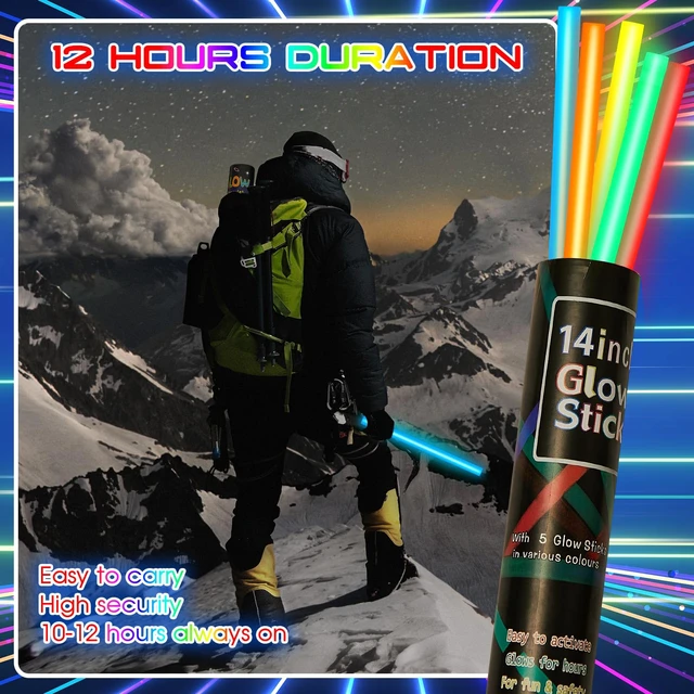 Alt view image 4 of 7 - 5 Pcs 14 Inch Glow Sticks Jumbo, Colorful | Gaint Big Glow Sticks for Camping, Parties, Halloween, Emergency, New Year Celebrations, Safe for Outdoor Events