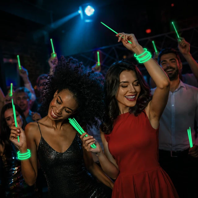 Alt view image 3 of 7 - 100 Pack 8" Green Glow Sticks Bulk - Glow Necklaces & Bracelets with Connectors, Bright Neon Glow in The Dark Party Favors Supplies for St Patricks Day Christmas Halloween Birthday New Year Carnival