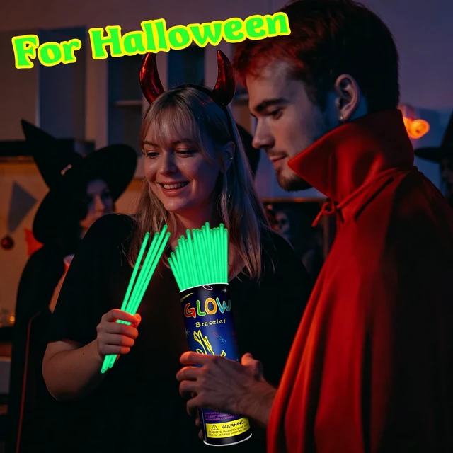 Alt view image 4 of 7 - 100 Pack 8" Green Glow Sticks Bulk - Glow Necklaces & Bracelets with Connectors, Bright Neon Glow in The Dark Party Favors Supplies for St Patricks Day Christmas Halloween Birthday New Year Carnival