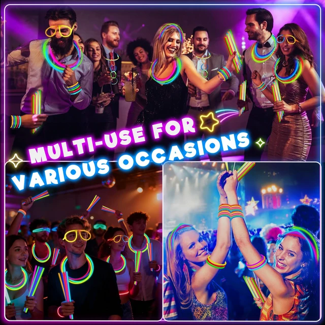 Alt view image 2 of 7 - 500 Pack Glow Sticks Bulk Party Pack Bright Glow in the Dark Party SuppliesUltra 14Hrs 8" Glow Bracelets Necklaces with Connectors Neon Party Decorations for Halloween Party Birthday Pool Concert Toys