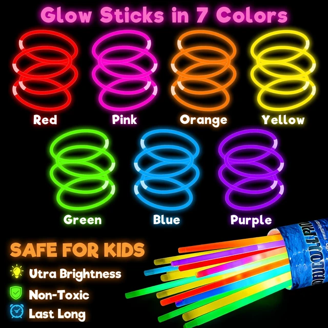 Alt view image 4 of 7 - 500 Pack Glow Sticks Bulk Party Pack Bright Glow in the Dark Party SuppliesUltra 14Hrs 8" Glow Bracelets Necklaces with Connectors Neon Party Decorations for Halloween Party Birthday Pool Concert Toys