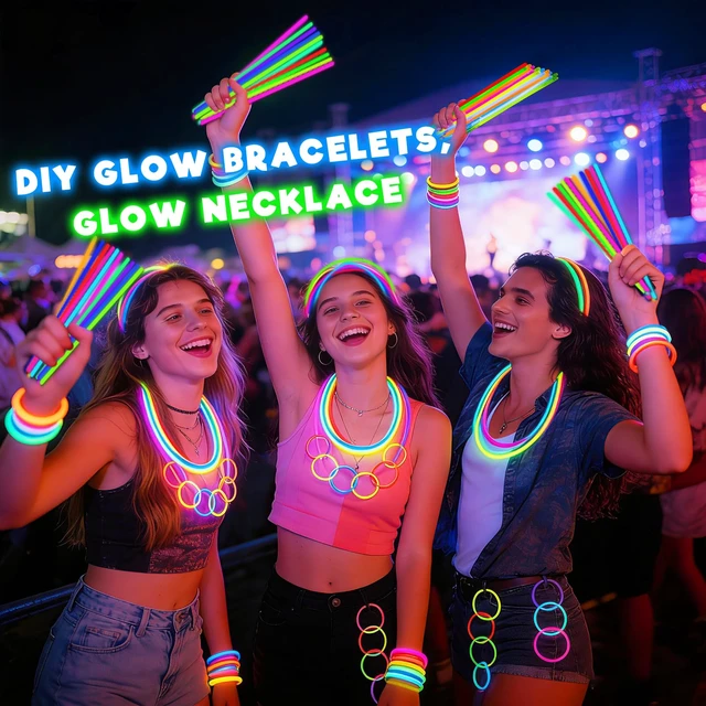 Alt view image 6 of 7 - 500 Pack Glow Sticks Bulk Party Pack Bright Glow in the Dark Party SuppliesUltra 14Hrs 8" Glow Bracelets Necklaces with Connectors Neon Party Decorations for Halloween Party Birthday Pool Concert Toys