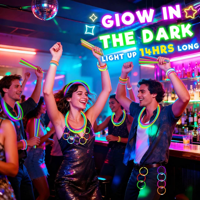 Alt view image 7 of 7 - 500 Pack Glow Sticks Bulk Party Pack Bright Glow in the Dark Party SuppliesUltra 14Hrs 8" Glow Bracelets Necklaces with Connectors Neon Party Decorations for Halloween Party Birthday Pool Concert Toys