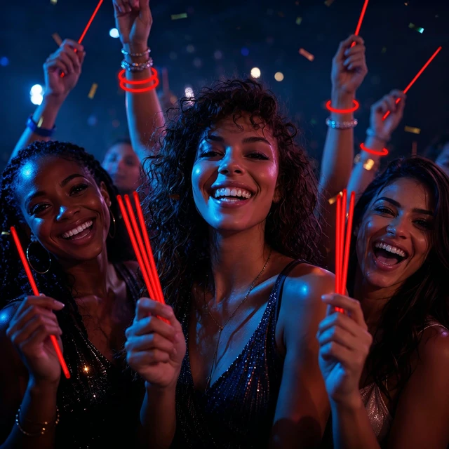 Alt view image 3 of 7 - 50 Pcs 8" Red Glow Sticks, Glow Necklaces and Bracelets Set with Connectors Bright Neon Glow in The Dark Party Favors for Birthday Christmas New Year Halloween 4th of July Wedding Carnival