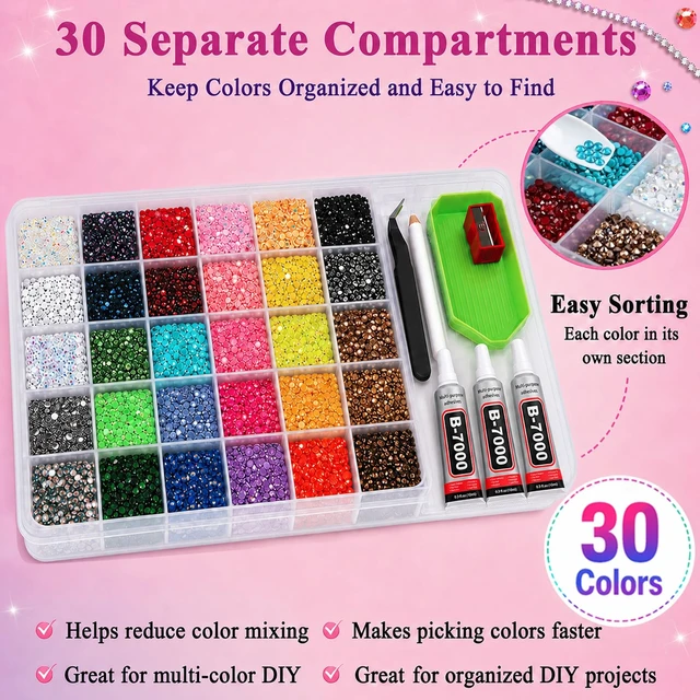 Alt view image 2 of 7 - Bedazzling Kit, 30000 Pcs Bedazzler Kit with Rhinestones and Tools | 3mm Flatback Rhinestones Set, 30 Colorful Diy Resin Rhinestone Kit, Resin Jelly Rhinestones for Bedazzling for Crafting
