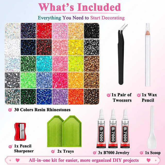 Alt view image 3 of 7 - Bedazzling Kit, 30000 Pcs Bedazzler Kit with Rhinestones and Tools | 3mm Flatback Rhinestones Set, 30 Colorful Diy Resin Rhinestone Kit, Resin Jelly Rhinestones for Bedazzling for Crafting