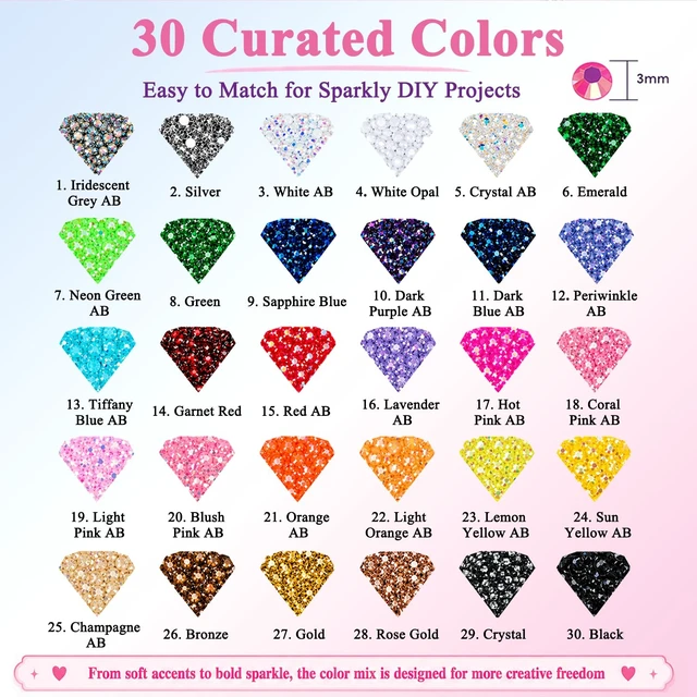 Alt view image 4 of 7 - Bedazzling Kit, 30000 Pcs Bedazzler Kit with Rhinestones and Tools | 3mm Flatback Rhinestones Set, 30 Colorful Diy Resin Rhinestone Kit, Resin Jelly Rhinestones for Bedazzling for Crafting