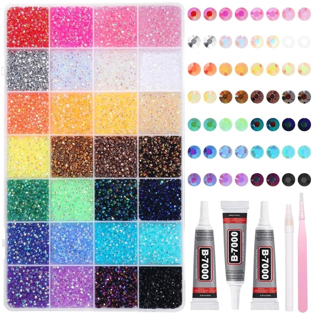 Main image of 32000Pcs Rhinestones Bedazzling Kit with Tools, Color Resin Rhinestones | 3mm Flatback Resin Gems for Crafts, Bedazzling Kit, Bedazzler Kit for Clothing Shoes DIY Face Makeup Tumblers