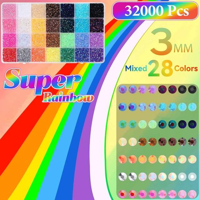 Alt view image 2 of 7 - 32000Pcs Rhinestones Bedazzling Kit with Tools, Color Resin Rhinestones | 3mm Flatback Resin Gems for Crafts, Bedazzling Kit, Bedazzler Kit for Clothing Shoes DIY Face Makeup Tumblers