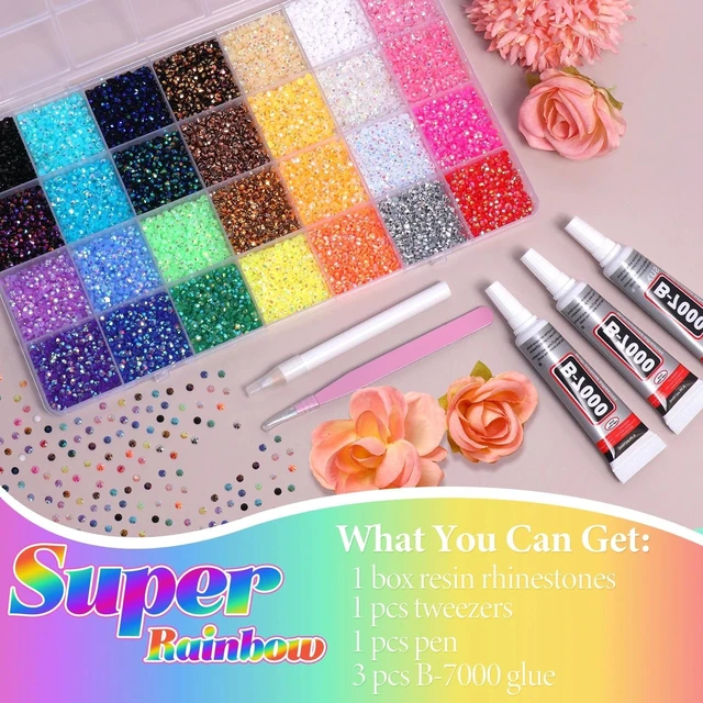 Alt view image 3 of 7 - 32000Pcs Rhinestones Bedazzling Kit with Tools, Color Resin Rhinestones | 3mm Flatback Resin Gems for Crafts, Bedazzling Kit, Bedazzler Kit for Clothing Shoes DIY Face Makeup Tumblers