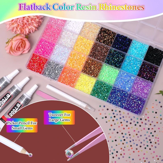 Alt view image 5 of 7 - 32000Pcs Rhinestones Bedazzling Kit with Tools, Color Resin Rhinestones | 3mm Flatback Resin Gems for Crafts, Bedazzling Kit, Bedazzler Kit for Clothing Shoes DIY Face Makeup Tumblers