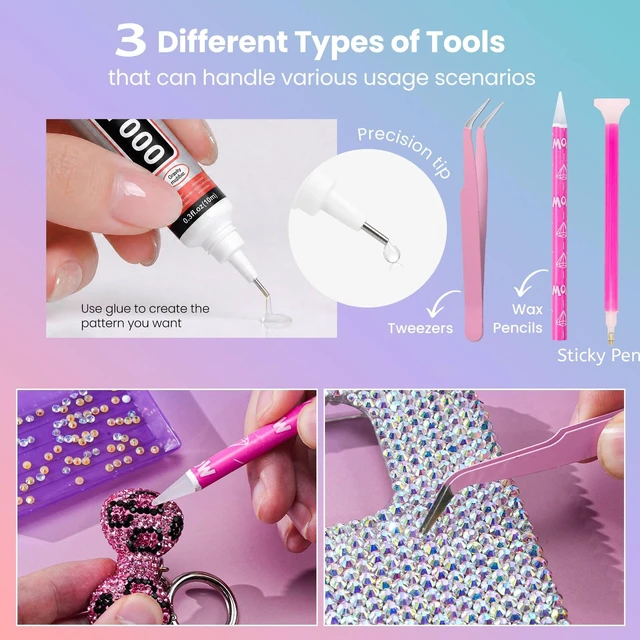 Alt view image 4 of 7 - 70000Pcs 48 Colors Bedazzling Kit 2 Boxes with Rhinestones, 3mm Resin Flatback Rhinestones with 4 Pcs B7000 Jewelry Glue & Tools, Diamond Art All-in-One Bedazzling Kit for DIY Arts & Crafts Gifts