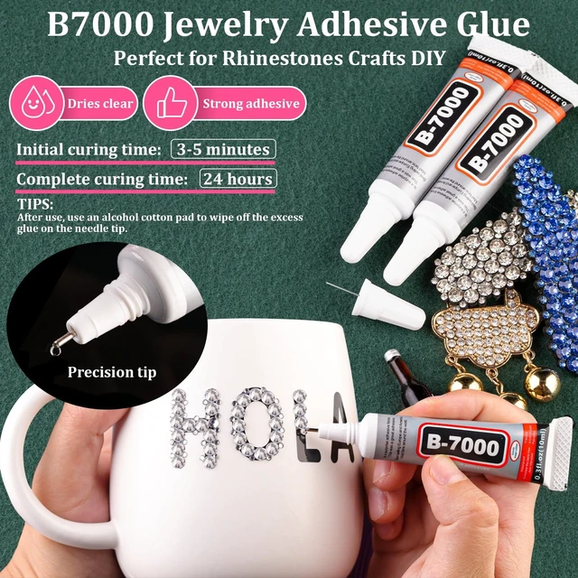 Alt view image 3 of 7 - Resin Rhinestones for Crafting with B7000 Jewelry Glue, 1 Box Clear Flatback Crystals with 3Pcs 10ml Glue for Bedazzling Crafts DIY Nail Art MakeupNon Hotfix Gems for Clothing Shoes