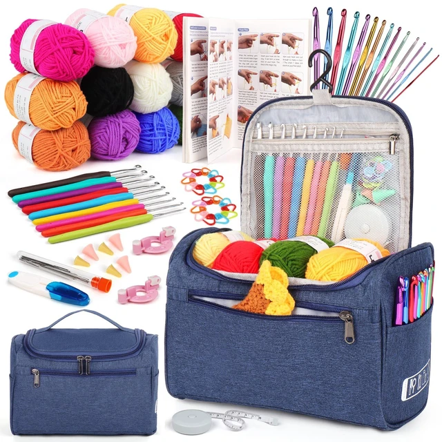 Main image of Crochet Kits for Beginners Adults Kids, Complete Crochet Set, Navy | Crochet Kit for Beginners Young and Old, All-inclusive Kit with Crochet Hooks 655 Yards Yarn Instruction Knit Bag, Ideal Gift