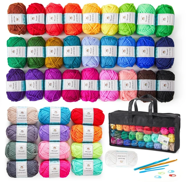Main image of 48 PCS Crochet Yarn Kit, 1400 Yards 40 Colors Acrylic Yarn Skeins, 2 Crochet Hooks, 2 Weaving Needles, 4 Stitch Markers, 1 Bag, for Crocheting & Knitting, Gift for Beginners and Adults