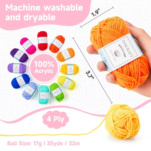 Alt view image 4 of 7 - 48 PCS Crochet Yarn Kit, 1400 Yards 40 Colors Acrylic Yarn Skeins, 2 Crochet Hooks, 2 Weaving Needles, 4 Stitch Markers, 1 Bag, for Crocheting & Knitting, Gift for Beginners and Adults