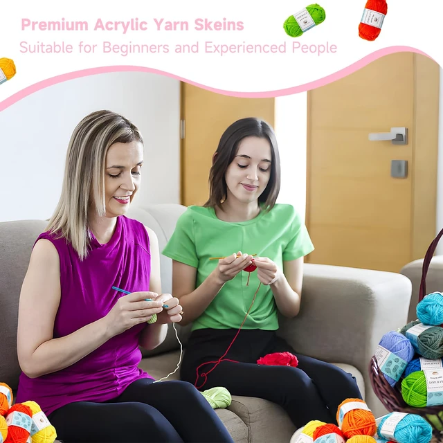 Alt view image 6 of 7 - 48 PCS Crochet Yarn Kit, 1400 Yards 40 Colors Acrylic Yarn Skeins, 2 Crochet Hooks, 2 Weaving Needles, 4 Stitch Markers, 1 Bag, for Crocheting & Knitting, Gift for Beginners and Adults
