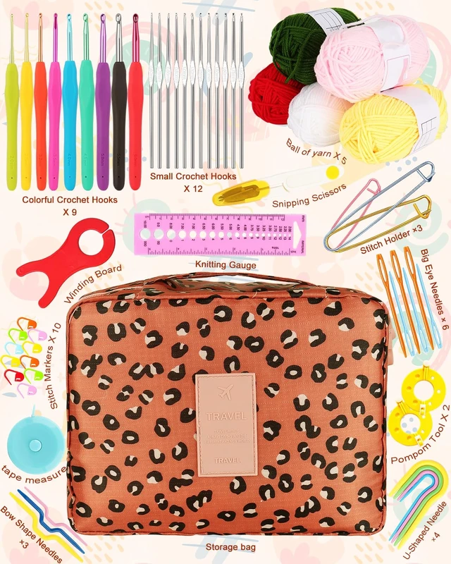 Alt view image 2 of 7 - Crochet Kit for Beginners Adults Kids w/Step-by-Step Instructions | Complete Beginner Crochet Kit with Ergonomic Crochet Hooks Set,Upgrade Yarn and Portable Storage Case-2026 Ideal Gift