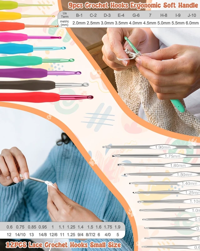 Alt view image 6 of 7 - Crochet Kit for Beginners Adults Kids w/Step-by-Step Instructions | Complete Beginner Crochet Kit with Ergonomic Crochet Hooks Set,Upgrade Yarn and Portable Storage Case-2026 Ideal Gift