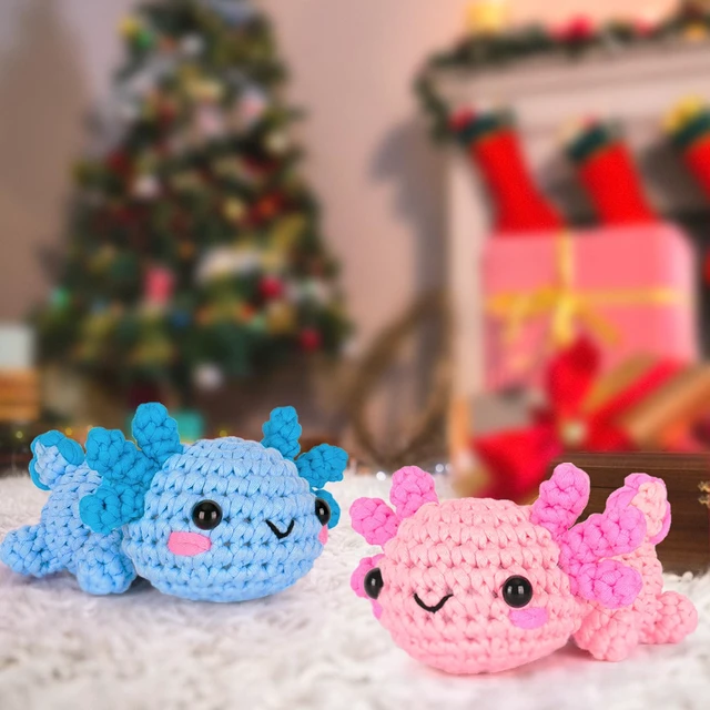 Alt view image 7 of 7 - Crochet Kit for Beginners, Beginner Crochet Starter Kit w Step-by-Step Video Tutorials, Learn to Crochet Kits for Adults Women Men, DIY Knitting Supplies, Axolotls (Blue and Pink)