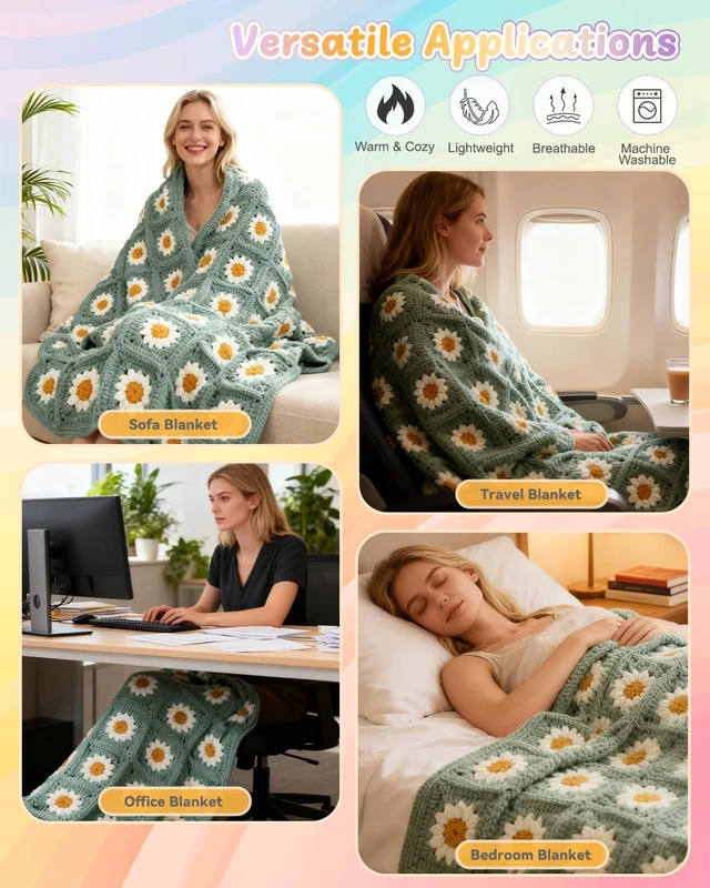 Alt view image 7 of 7 - Crochet Kit for Beginners, Easy Granny Square Crochet Blanket Kit | Crochet Kit w/21 Yarn Skeins, Video Tutorial & Digital Instructions, All Accessories, Complete Knitting & Crochet Starter Kit