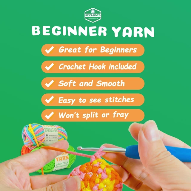Alt view image 5 of 7 - Easy Yarn for Beginner - Crocheting and Knitting Yarn |3 * 1.76oz/60yds; Easy-to-See Stitches; Worsted-Weight Medium #4; Cotton Blend; Amigurumi Crochet Kit(Petal+Blue+Merry Pink)