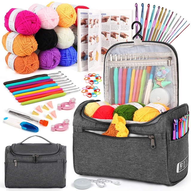 Main image of Crochet Kit for Beginners Adults Kids, Complete Crochet Kits, Gray | Crochet Kit for Beginners Young and Old, All-inclusive Kit with Crochet Hooks 655 Yards Yarn Instruction Knit Bag, Ideal Gift