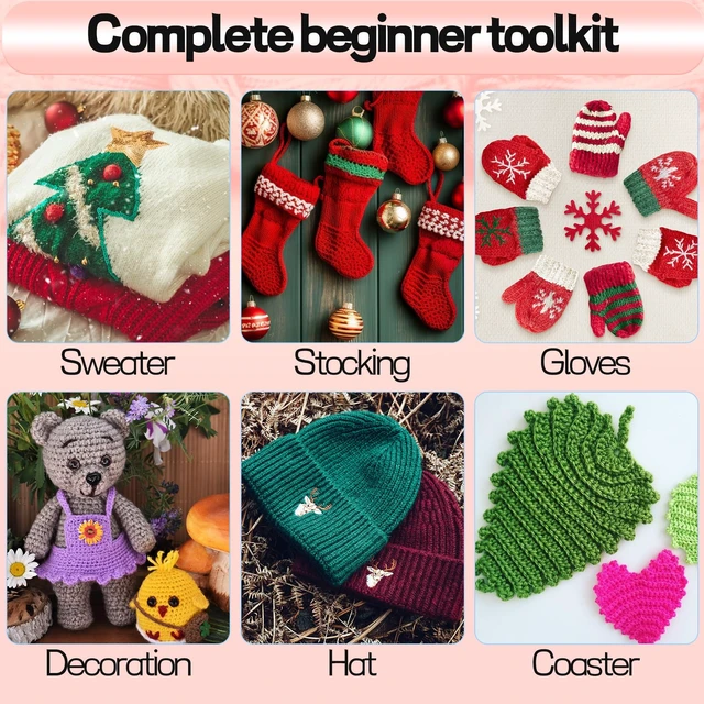 Alt view image 6 of 7 - Crochet Kit for Beginners, 336Pcs Crochet Kits with 30 Colors Yarn Set | 1500 Yards Crochet Yarn,100Pcs Safety Eyes and Noses,Knitting Kit Include Crochet Ergonomic Hooks,Waterproof Bag,Ideal Gift