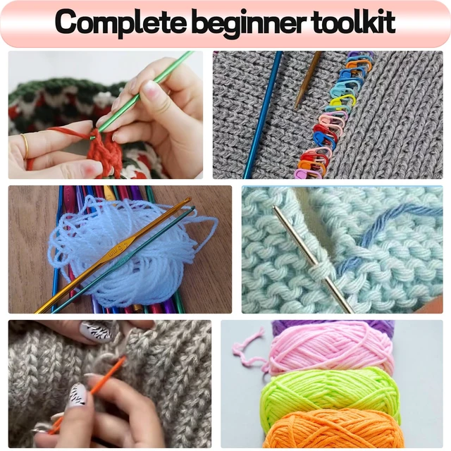 Alt view image 7 of 7 - Crochet Kit for Beginners, 336Pcs Crochet Kits with 30 Colors Yarn Set | 1500 Yards Crochet Yarn,100Pcs Safety Eyes and Noses,Knitting Kit Include Crochet Ergonomic Hooks,Waterproof Bag,Ideal Gift