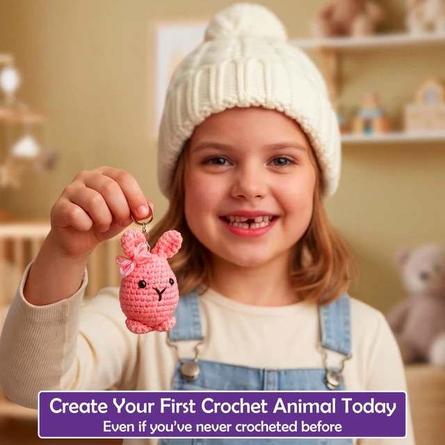 Alt view image 5 of 7 - Learn to Crochet Kit for Beginners Kids and Adults, Premium 4 Animal Pattern Beginner Crochet Kits with Easy Tube Yarn & Step-by-Step Video Tutorials (Forest FriendsStandard Size)